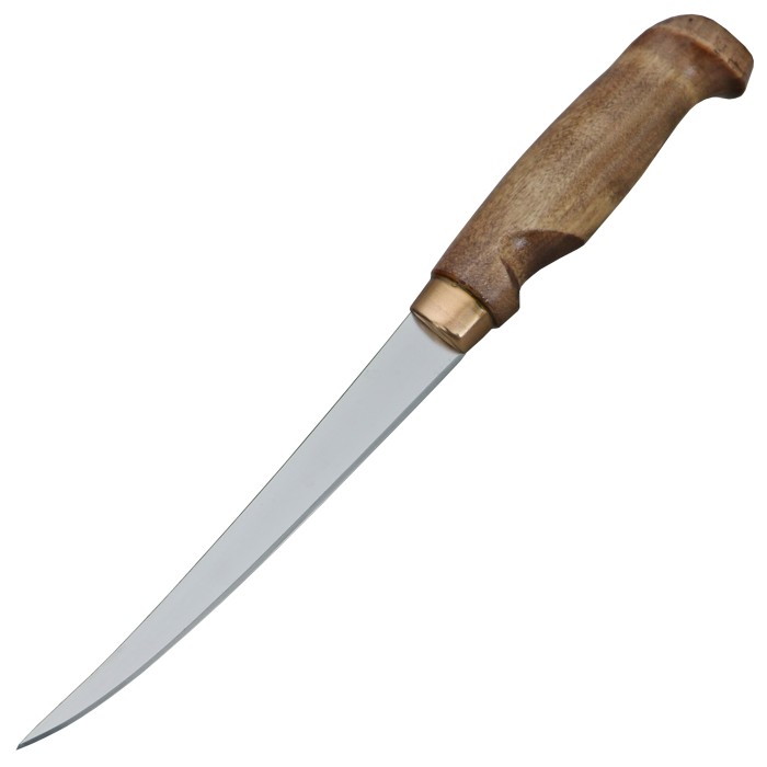 Marttiini, filleting knife, birch wood, with leather sheath